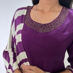 Purple color digital print straight kurta set