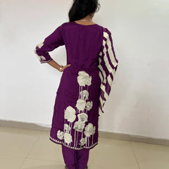 Purple color digital print straight kurta set