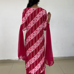 Bandhej- Lehriya muslin silk straight kurta set