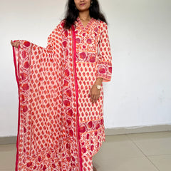 Premium designer cotton A-line  kurta set