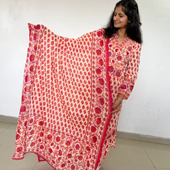 Premium designer cotton A-line  kurta set