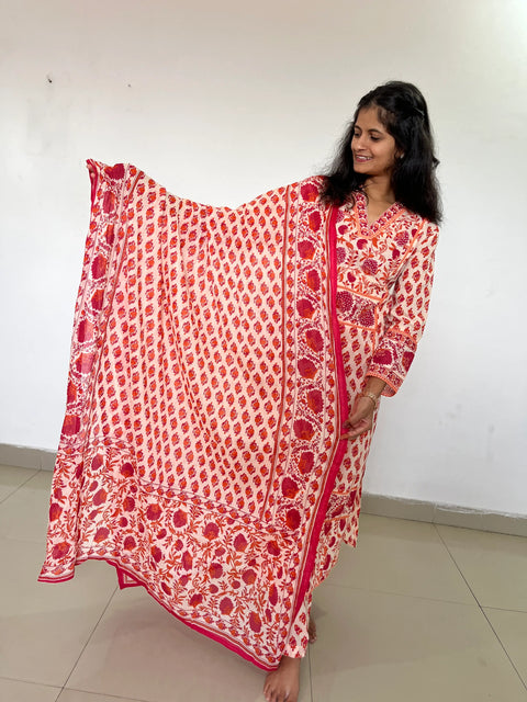 Premium designer cotton A-line  kurta set