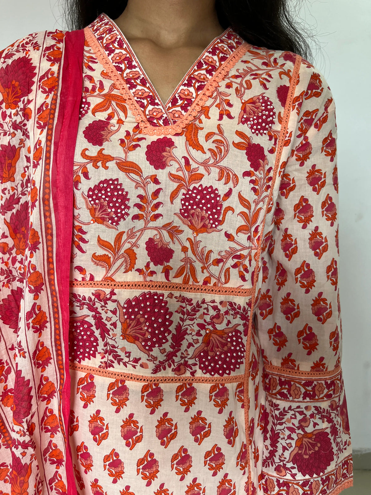 Premium designer cotton A-line  kurta set