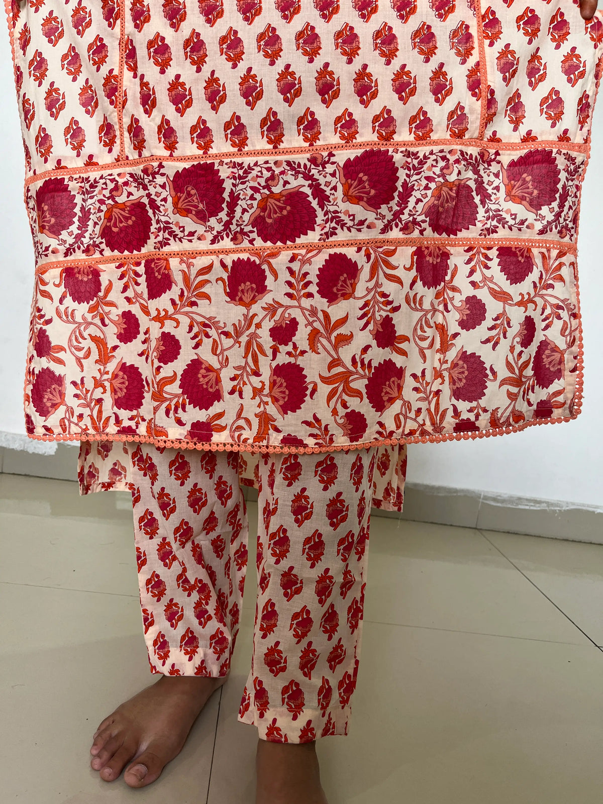 Premium designer cotton A-line  kurta set