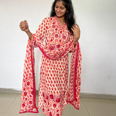 Premium designer cotton A-line  kurta set