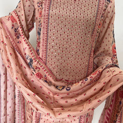 peach color silk digital print kurta set