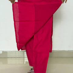 pink color straight kurta set with beautiful embroidery work