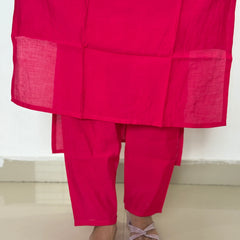 pink color straight kurta set with beautiful embroidery work