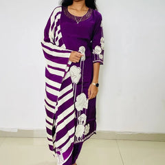 Purple color digital print straight kurta set