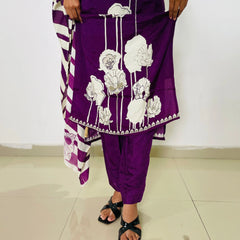 Purple color digital print straight kurta set