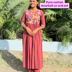 Wine color Anarkali Co-ord set