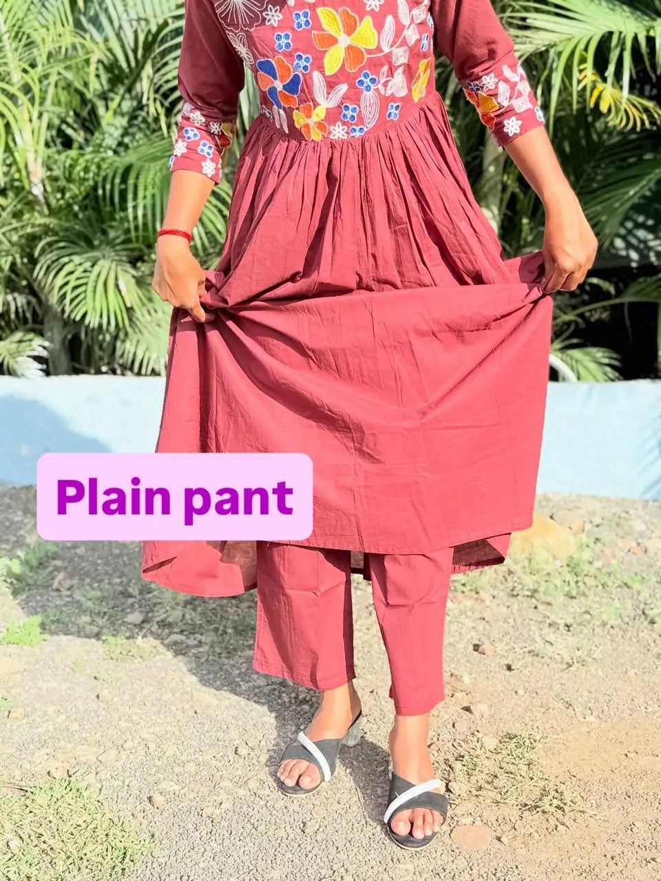 Wine color Anarkali Co-ord set