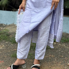 Lavender color straight kurta set with embroidery & handwork