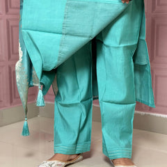 Viscose silk straight kurta set with beautiful bird embroidery