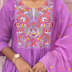 Pure Mul chanderi Anarkali with embroidery