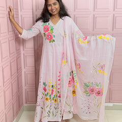 Premium Mul cotton Anarkali suit with beautiful hand paint