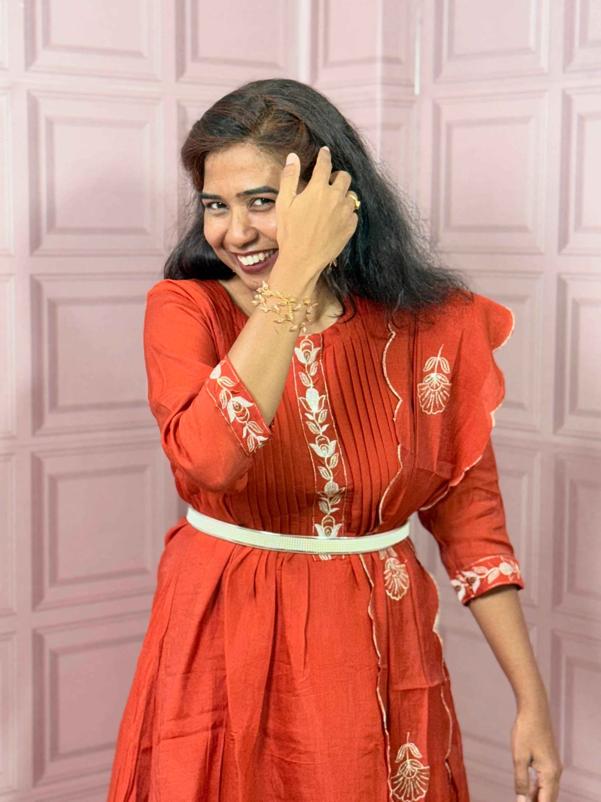 Pure Mul chanderi Anarkali with embroidery