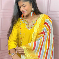 Straight kurta set with handwork