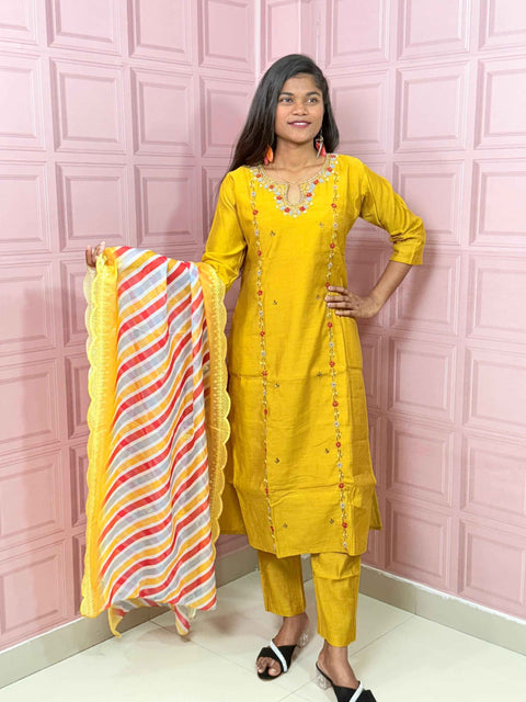 Straight kurta set with handwork