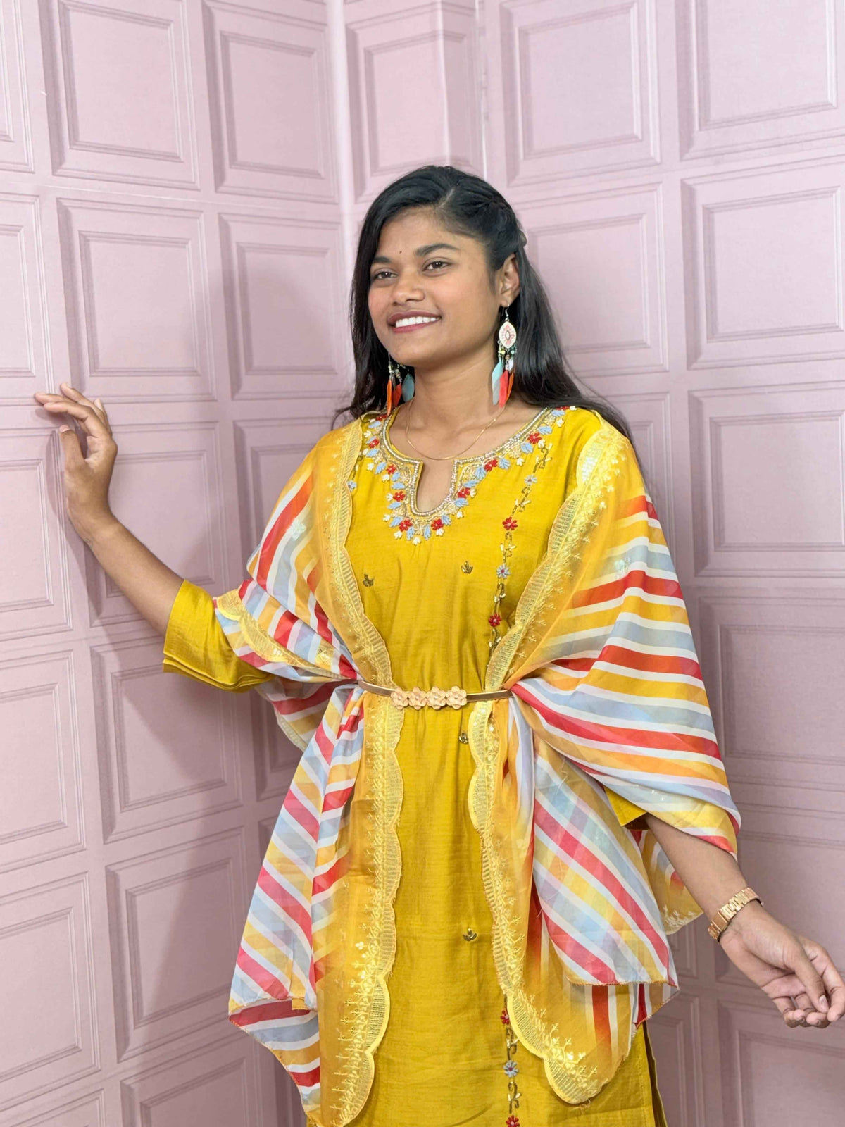 Straight kurta set with handwork