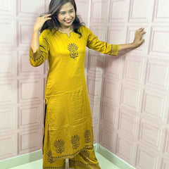 Pure Gajji silk mustard yellow color co-ord set