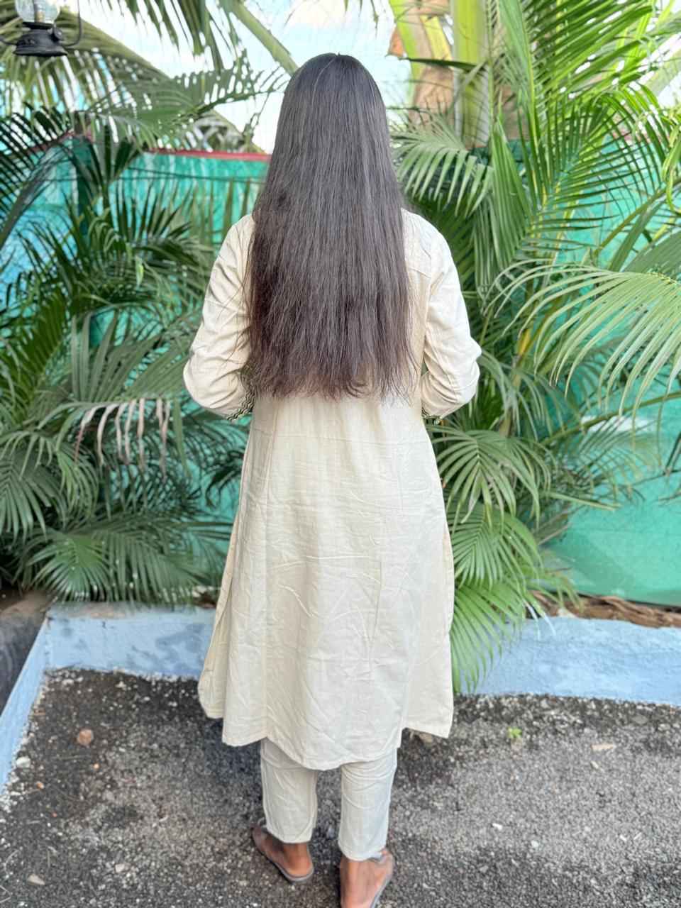 Cotton flex Co-ord set with Peacock embroidery