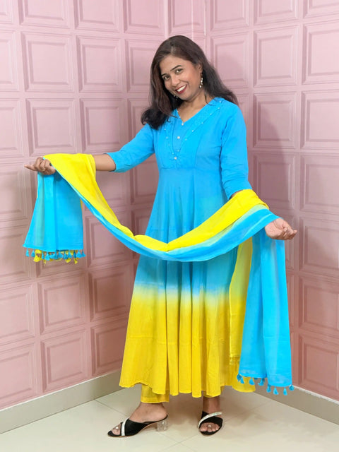 Pure cotton long Anarkali