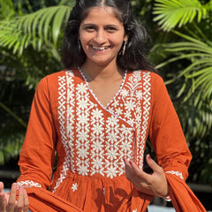 premium cotton kurta set with chikankari work