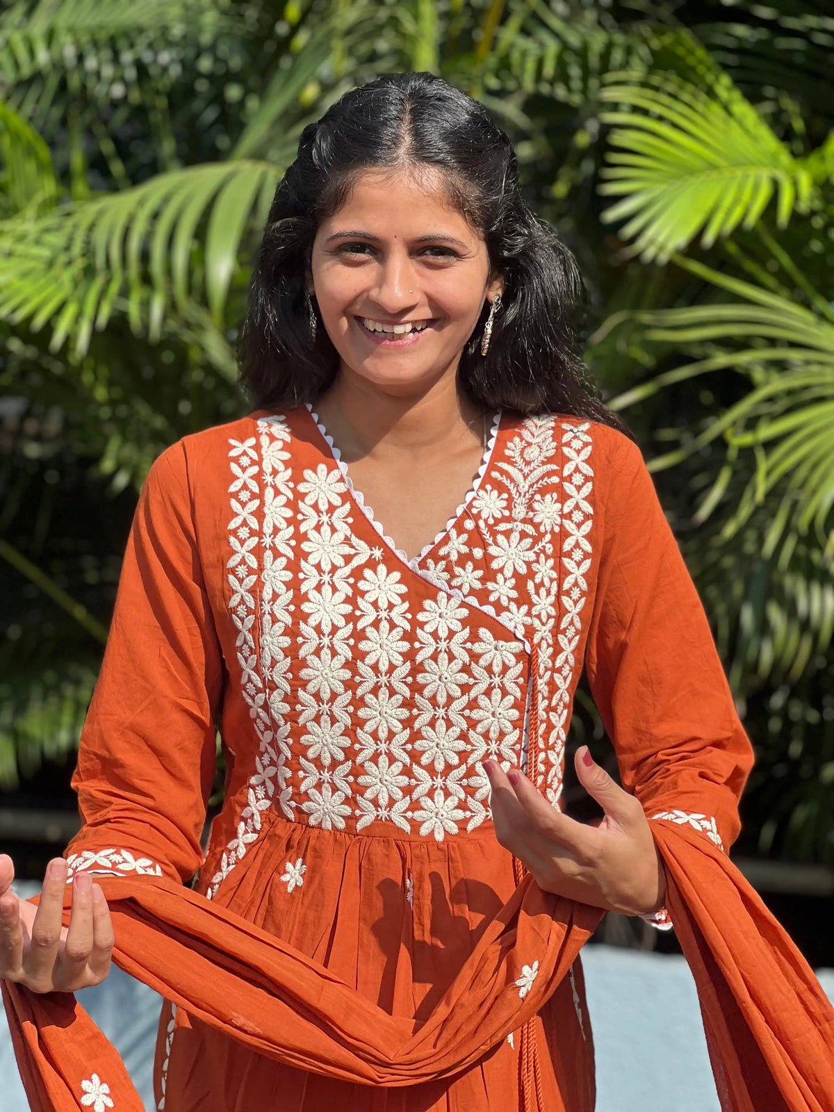 premium cotton kurta set with chikankari work