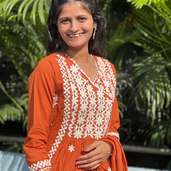 premium cotton kurta set with chikankari work