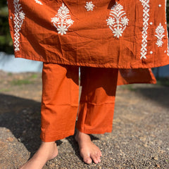 premium cotton kurta set with chikankari work