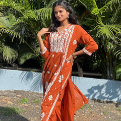 premium cotton kurta set with chikankari work