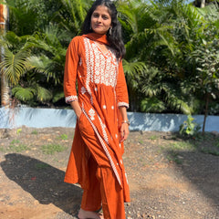 premium cotton kurta set with chikankari work