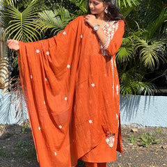 premium cotton kurta set with chikankari work