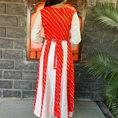 cotton schiffli Anarkali suit with embroidery