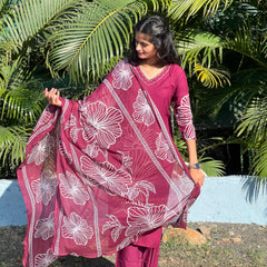 Rayon straight kurta set with print