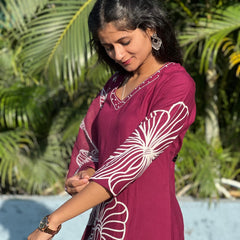 Rayon straight kurta set with print