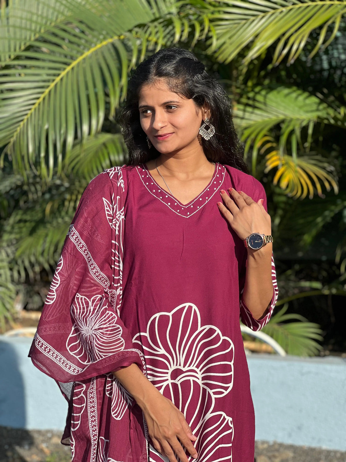 Rayon straight kurta set with print