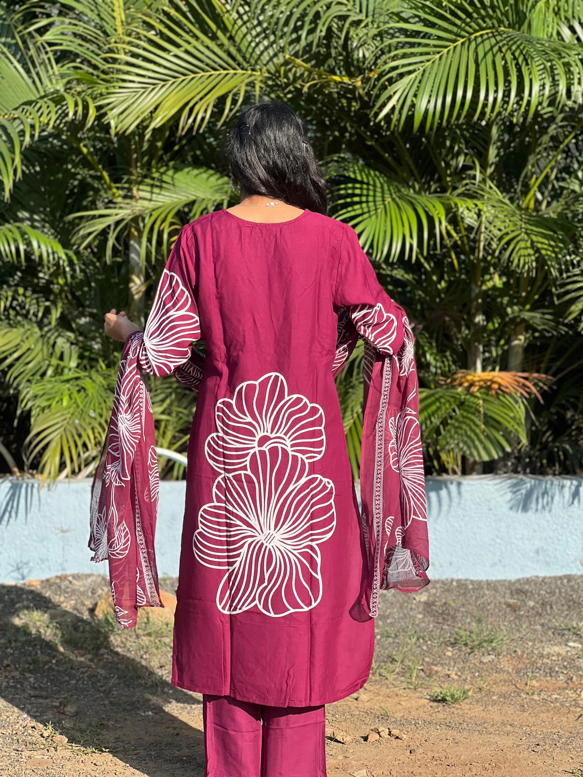 Rayon straight kurta set with print