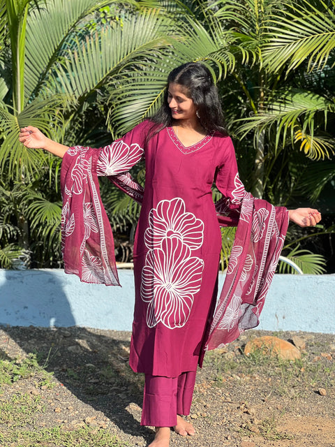 Rayon straight kurta set with print