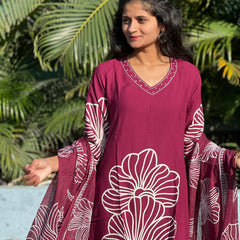 Rayon straight kurta set with print
