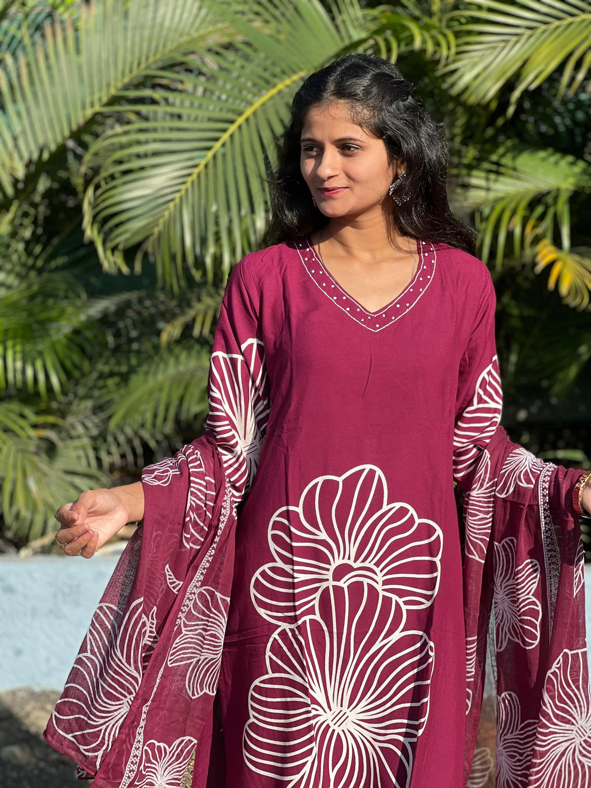 Rayon straight kurta set with print
