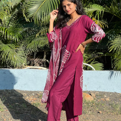 Rayon straight kurta set with print