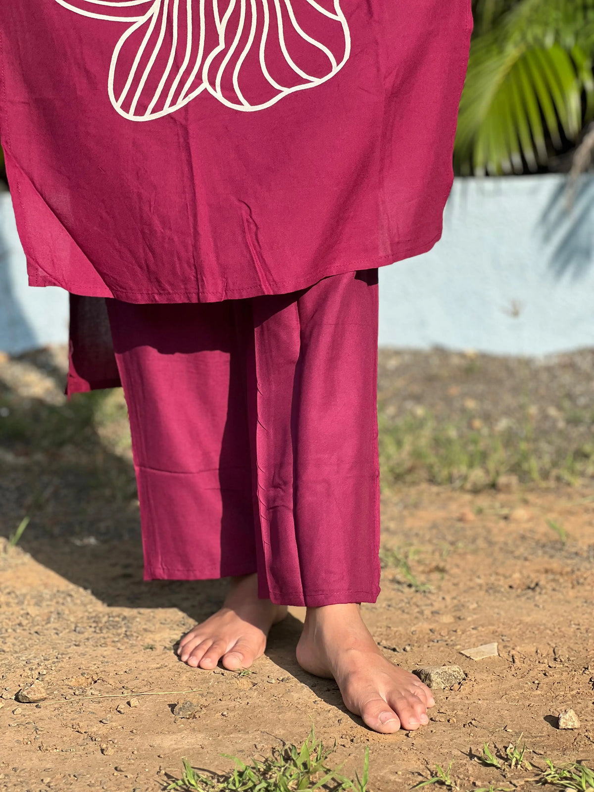 Rayon straight kurta set with print