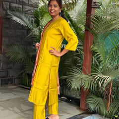 Muslin silk with embroidery straight kurta set with digital print dupatta