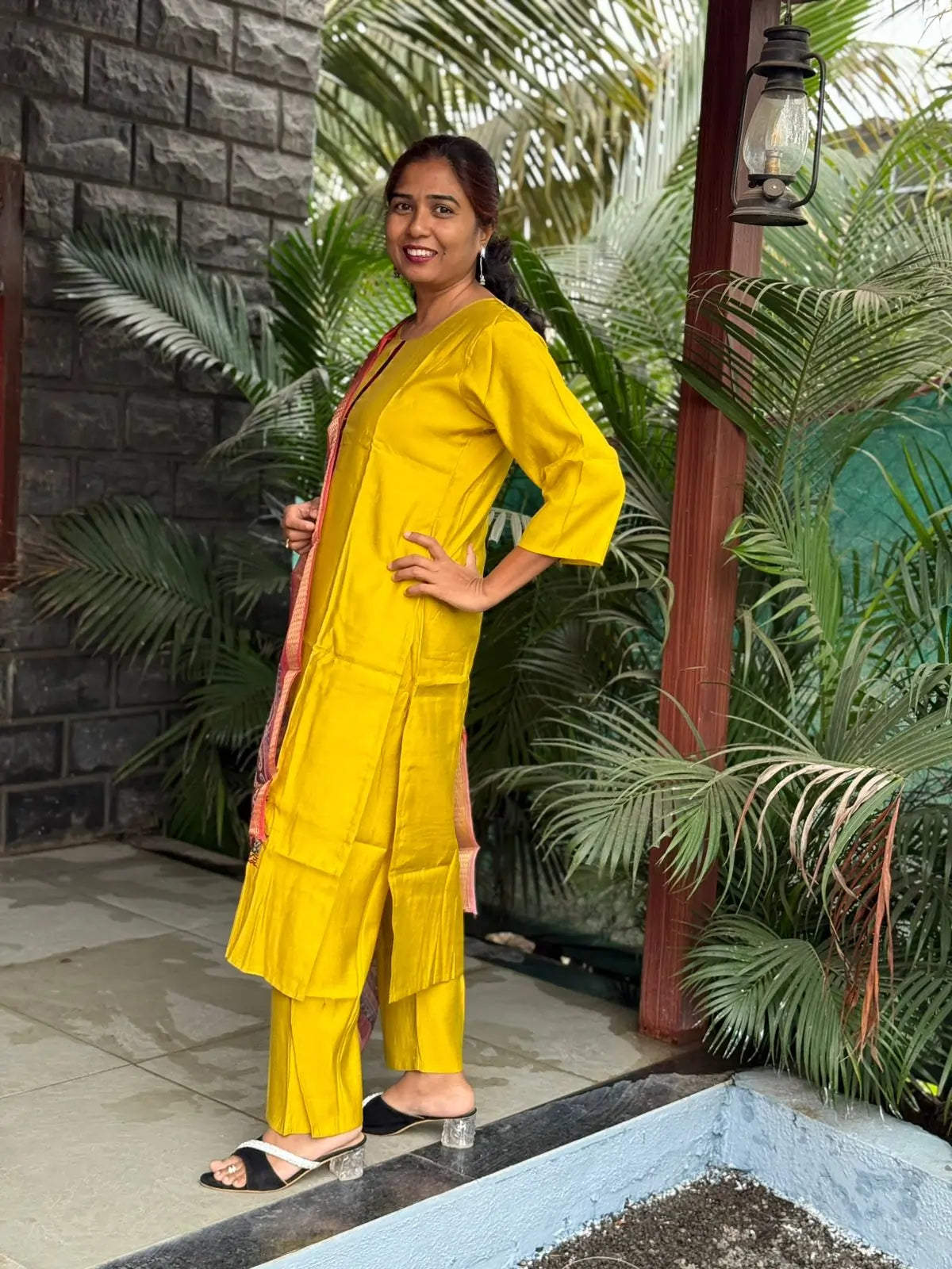 Muslin silk with embroidery straight kurta set with digital print dupatta