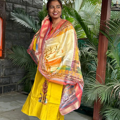 Muslin silk with embroidery straight kurta set with digital print dupatta