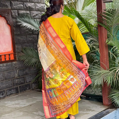 Muslin silk with embroidery straight kurta set with digital print dupatta