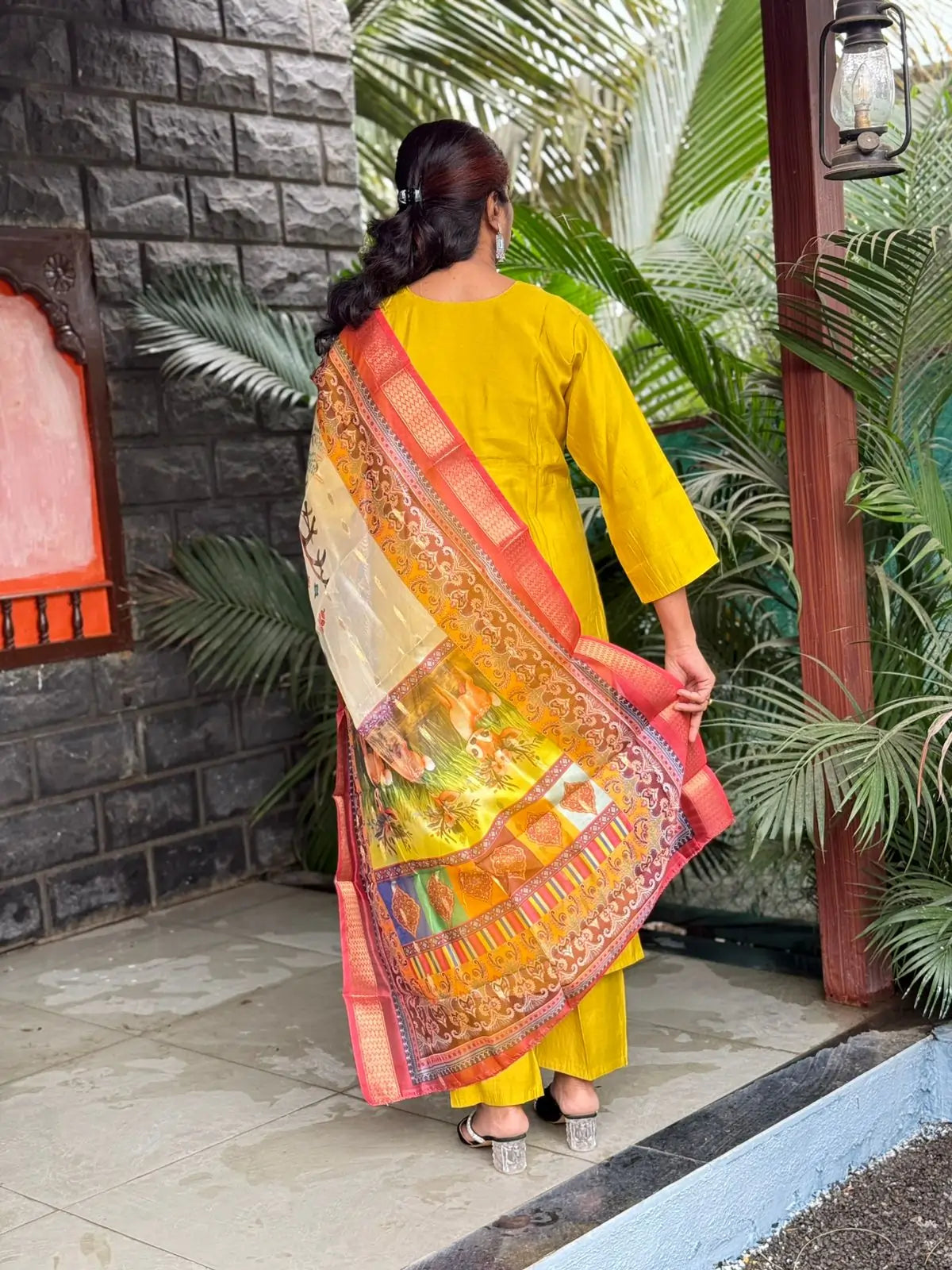 Muslin silk with embroidery straight kurta set with digital print dupatta