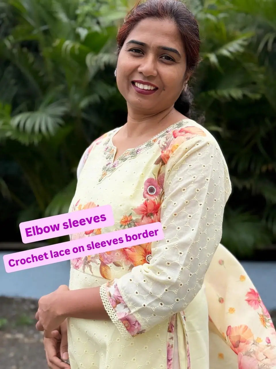 Cotton straight kurta set with flower print